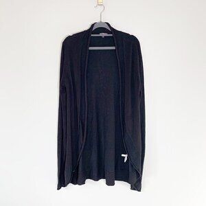 Express black tunic length long sleeve lightweight open front cardigan sweater